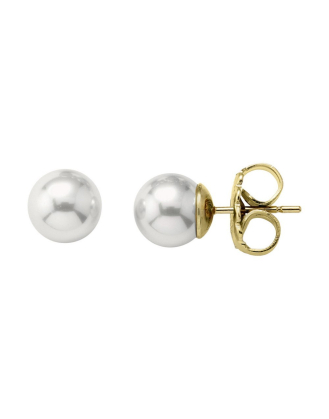 Earrings Lyra gold plated with 7mm white pearl