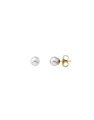 Earrings Lyra gold plated with 7mm white pearl
