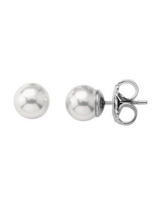 Earrings Lyra silver with 9mm white pearl