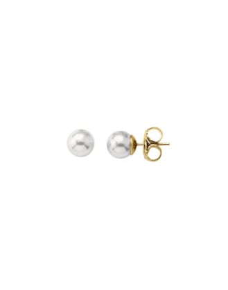 Earrings Lyra gold plated with 10mm white pearl