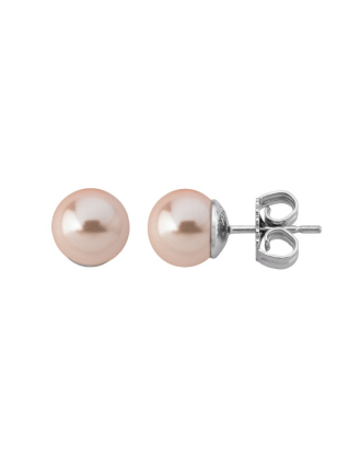 Earrings Lyra with 8mm rose pearl