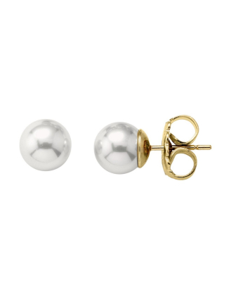 Earrings Lyra gold plated with 12mm white pearl