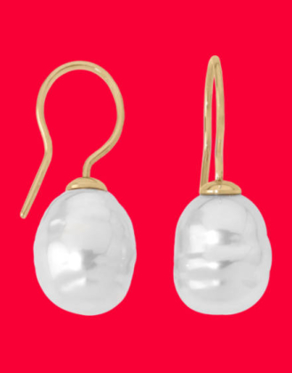 Pendientes Tender dorados con perla barroca blanca 12mm