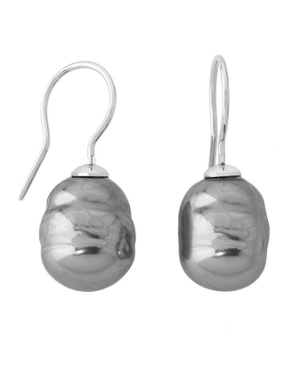 Silver earrings Tender with 12mm barroque gray pearl