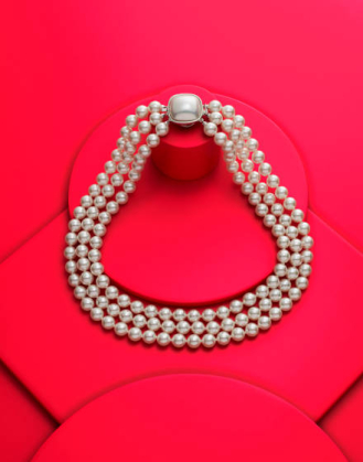Gargantilla de 3 vueltas de 39 cm en plata rodiada, 8 mm perlas redonda blancas, collar de perlas, collar con perlas, collar majorica, majorica necklace, majorica pearls, pearl necklace