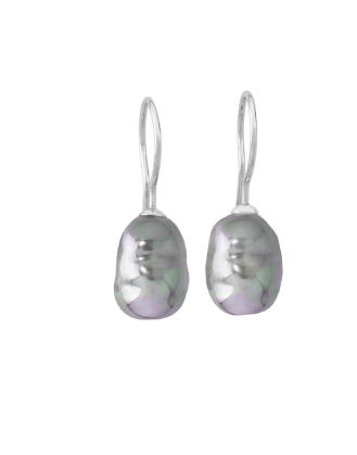 Pendientes de plata y perla barroca gris Majorica, Majorica barroque gray pearl earrings