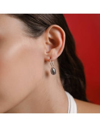 Silver earrings Tender 8mm gray baroque pearl