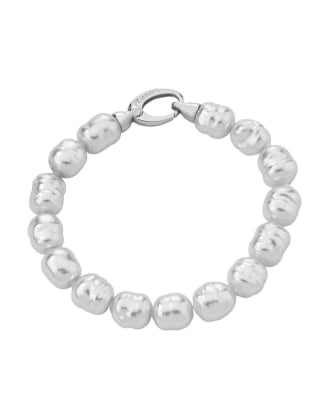 Pulsera Ágora plata con perlas barrocas blancas 8mm