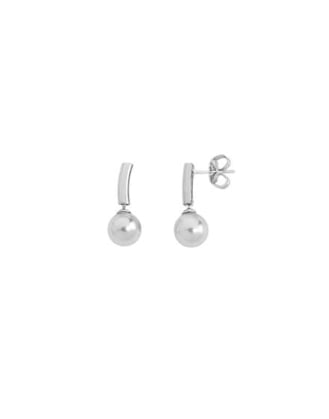 Earrings Espiga silver with 8mm white pearl