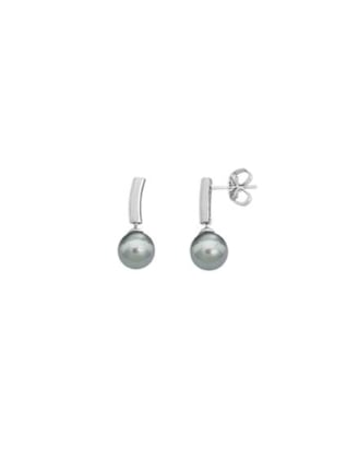 Earrings Espiga silver with 8mm gray pearl