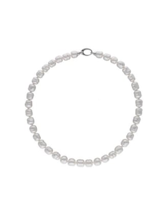 Collar Ágora plata con perlas barrocas blancas 8mm 45cm