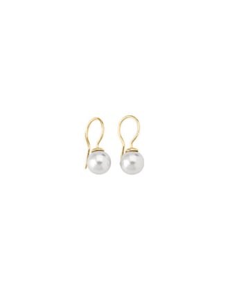 Earrings Lyra gold plated with white pearl 9mm