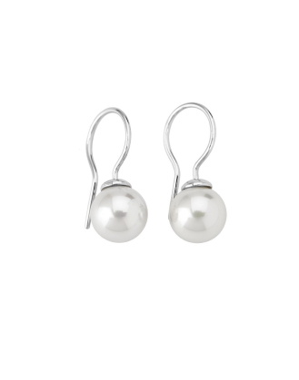 Pendientes Lyra plata con perla blanca 9mm