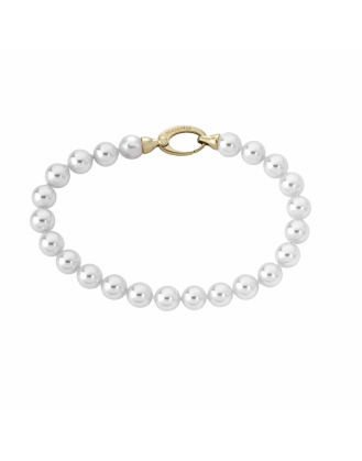 Pulsera Lyra plata dorada perlas blancas 6mm en Gold plated | Perlas Majorica