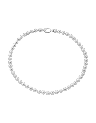 Collar Lyra plata perlas blancas 6mm 40cm