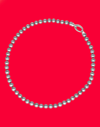 Collar plata Lyra perlas grises 6mm 45cm