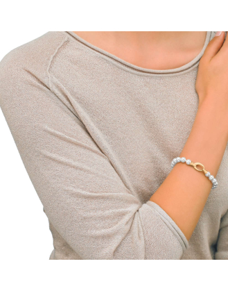 Armband Lyra gold mit 8 mm Perlen und Karabinerverschluss
