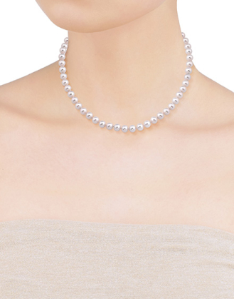 Collar de perlas corto Lyra plata 8mm 50cm