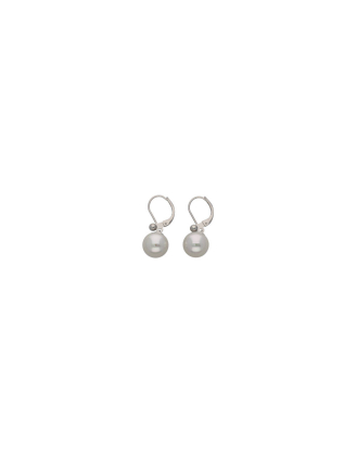 Silver earrings Nuada with 10mm white pearl french clasp