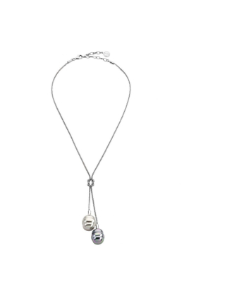Collar Tender en plata con perlas barrocas gris y nuage Majorica