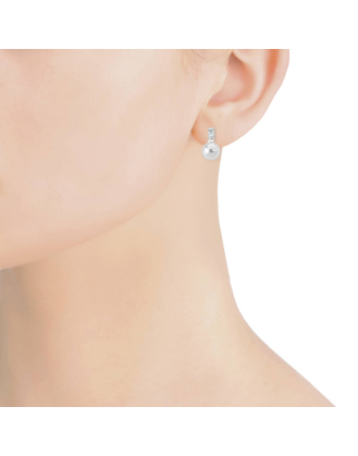 Ohrringe Selene silber mit weisser 8 mm Perle und Zirkonias