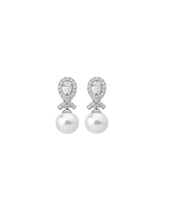Rodhium silver Earrings Exquisite pavé | Majorica Pearls