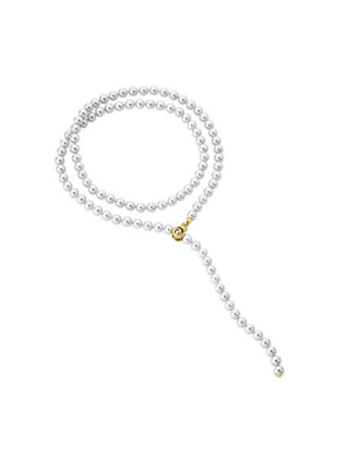 Kette Lyra gold mit 8 mm Perlen, 90 cm