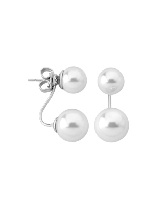 Earrings Jour silver with 8 and 10mm white pearls