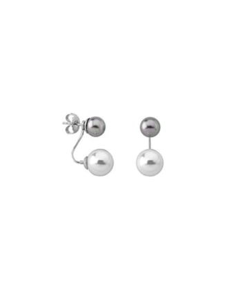 Ohrringe Jour silber mit weissen und grauen Perlen 8 und 10 mm