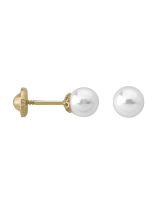 Pendientes Taylor Oro 18k perla blanca 4mm y cierre de rosca