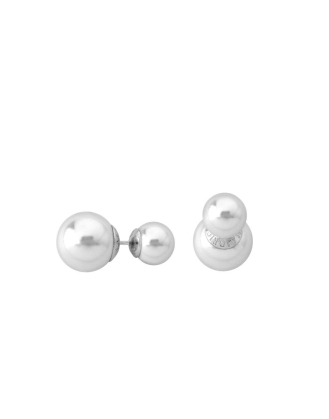 Earrings Polar silver with 8 and 12mm white pearls