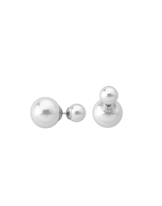 Earrings Polar silver with 8 and 14mm white pearls