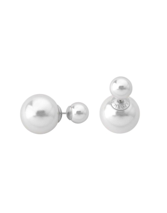 Earrings Polar silver with 8 and 16mm white pearls