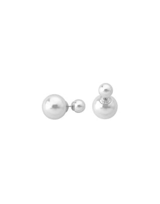 Earrings Polar silver with 8 and 16mm white pearls