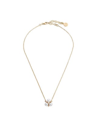Gold plated Vega necklace with round pearl pendant | Majorica Pearls