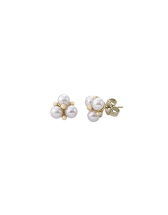 Gold plated Vega earrings with round white pearl | Majorica Pearls