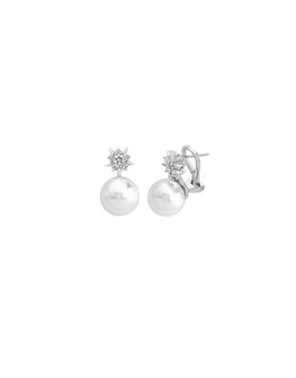 Rodhium silver Short earrings Lilit | Majorica Pearls