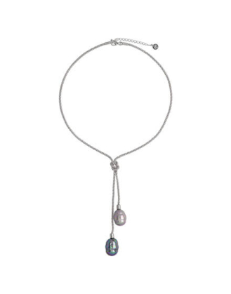 Collar corto plata con perlas barrocas gris y nuage Majorica, short silver necklace with gray and nuage barroque pearls