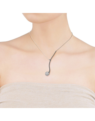 Choker necklace Scherzo silver with gray pearl