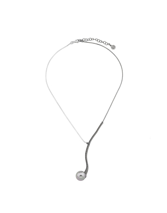 Choker necklace Scherzo silver with gray pearl