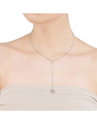 Adjustable steel necklace Aura with nuage pearl