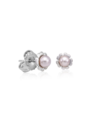 Earrings Cies silver with rosé pearl 4mm