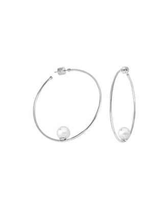 Pendientes de aro con perla Majorica, Majorica pearl hoop earrings