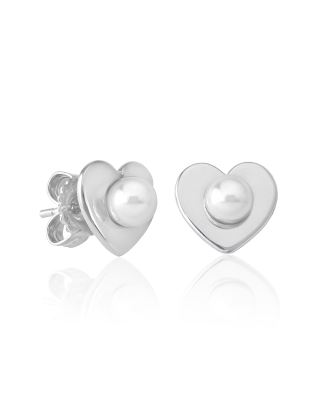 Earrings Pure Love silver with 5mm white pearl