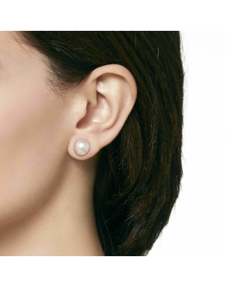 Silver earring mabé rosé 12mm pearls