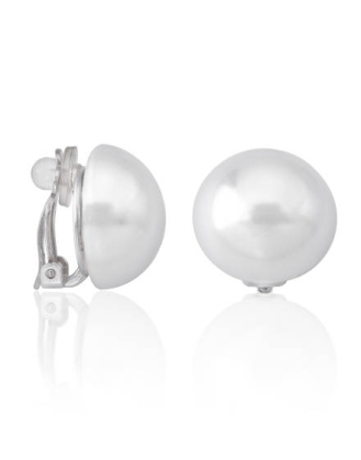Mabe silver 18mm white pearl earrings