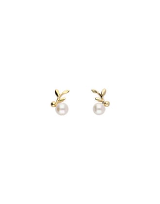 Pendientes de perlas dorados pequeños de Majorica nueva colección Romea dia de la madre, pendientes perlas