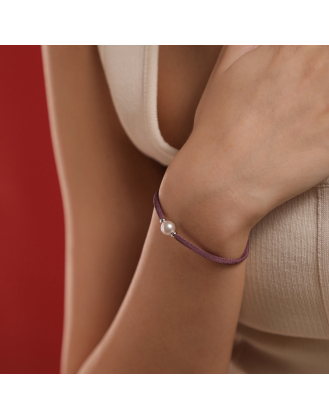 Adjustable magenta stretch Sifnos bracelet with pearl
