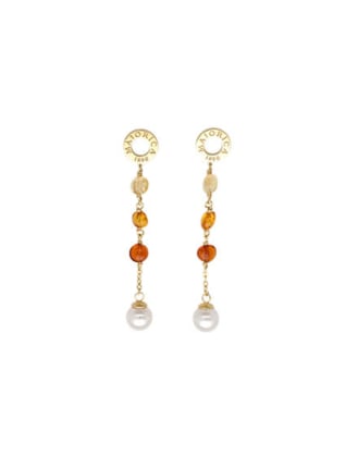 Pendientes largo con perla y cristal de murano Majorica, majorica long earrings with pearl and murano glass