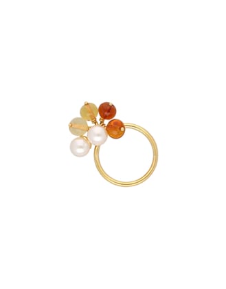 Anillo con perlas Majorica y cristal de murano, majorica pearl ring with murano glass
